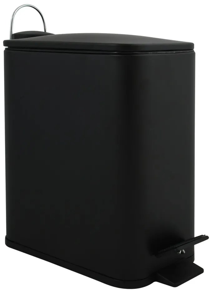 Cestino per la spazzatura nero opaco in acciaio con pedale 5 l Erik – Spirella
