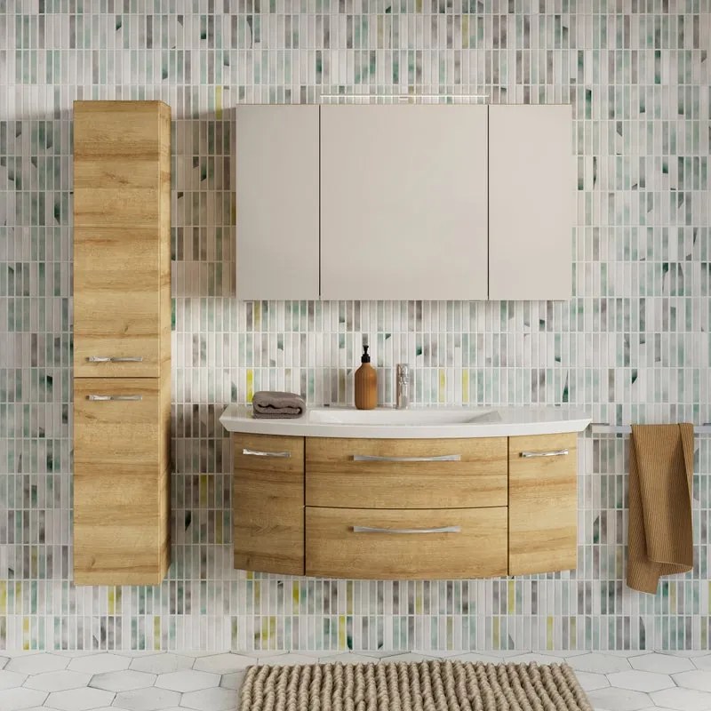 Mobile da bagno sospeso sotto lavabo L 119 x H 48 x P 46.2 cm rovere, 2 cassetti, 2 ante PELIPAL Cassca