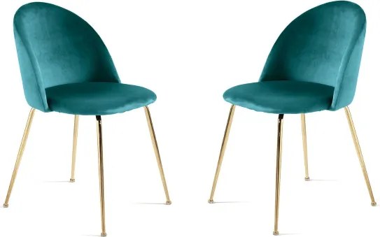 Sedia da pranzo in velluto Topazio e gambe metallo Oro - VENEZIA 2 sedie