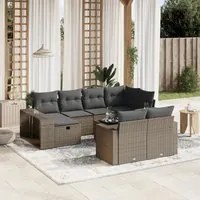 Set Divani da Giardino 11 pz con Cuscini in Polyrattan Grigio 3266252