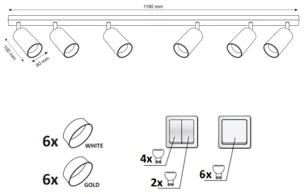 Faretto MARIBEL 6xGU10/10W/230V bianco