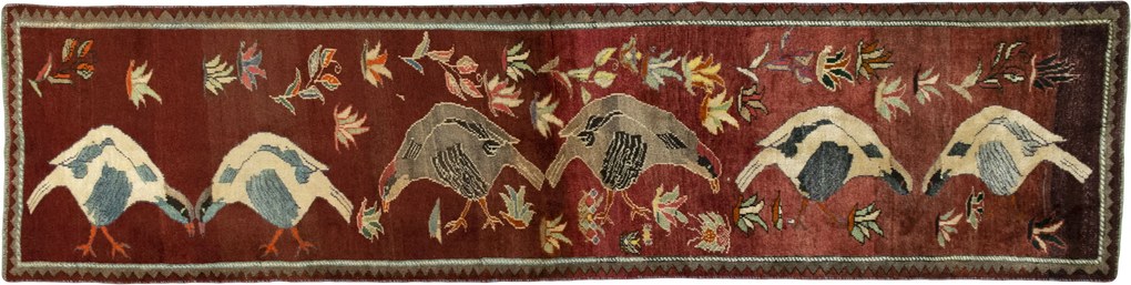 Gabbeh Tappeto persiano 320x80 Rosso (Iran) Annodato A Mano