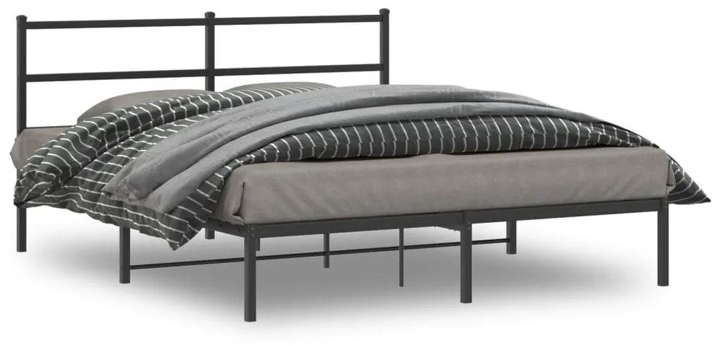 Giroletto Con Testiera İn Metallo Nero 160x200 Cm /