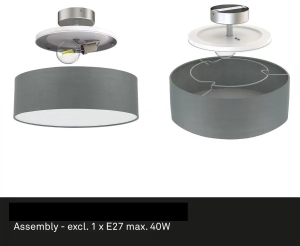 Briloner 3375-024 - Plafoniera 1xE27/40W/230V diametro 30 cm grigio