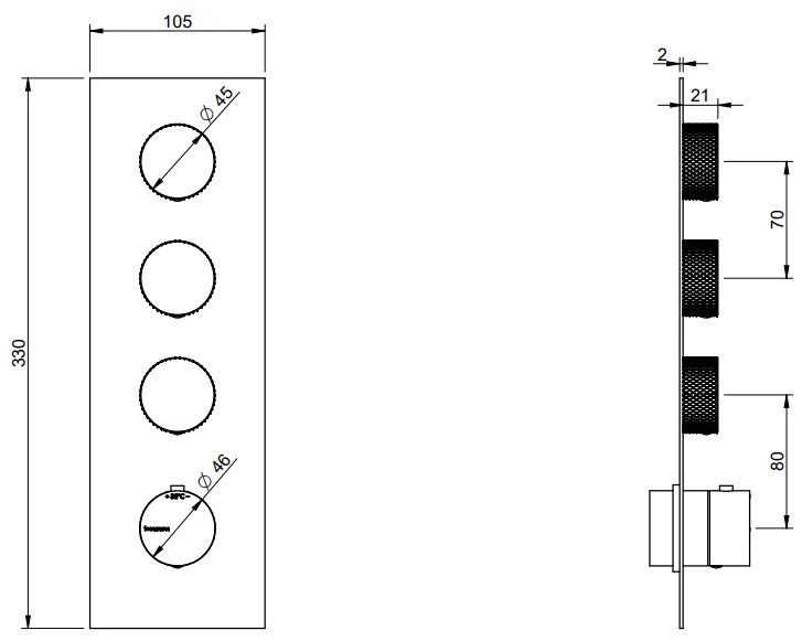 Treemme 22mm miscelatore doccia termostatico senza parte incasso 4 uscite parti esterne inox satinato