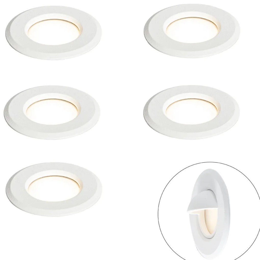 Set di 5 faretti da incasso moderni bianchi con LED IP67 - Linsey