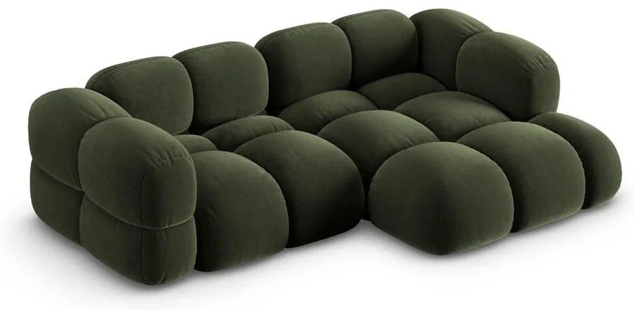 Divano angolare verde (con penisola a destra/con chaise lounge) con rivestimento in velluto Loretto – Cosmopolitan Design