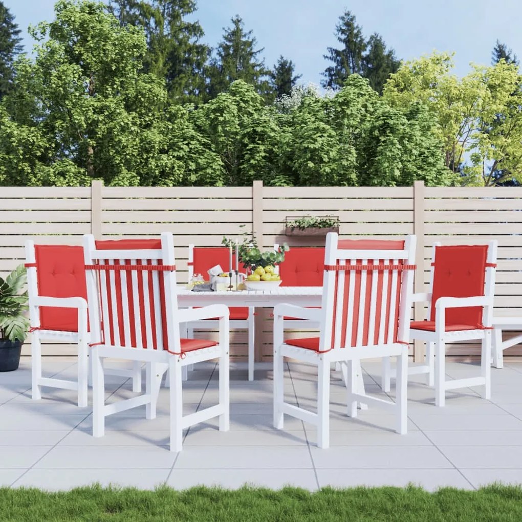 Cuscini Per Sedia Da Giardino 6 Pz Rossi 100x50x3 Cm İn Tessuto /