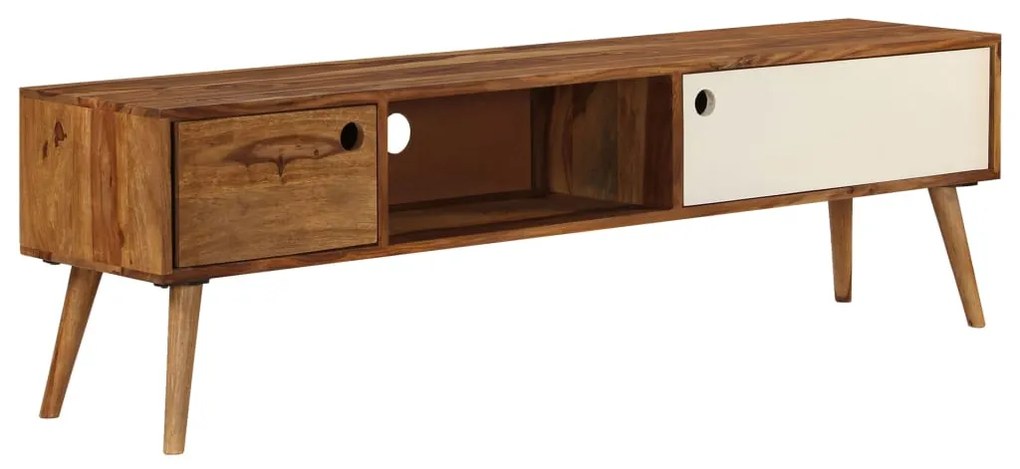 Mobile Porta Tv 140x30x40cm İn Legno Massello Di Sheesham /