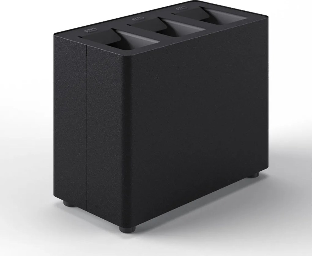 Pattumiera a 3 Scomparti Totale 24 L 48,5x25,5x39 cm con Contenitori Interni in Acciaio Verniciato Nero...