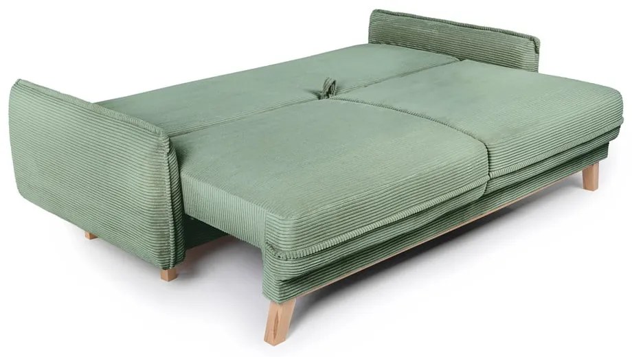 Divano letto in velluto a coste verde chiaro 218 cm Tori - Bonami Selection