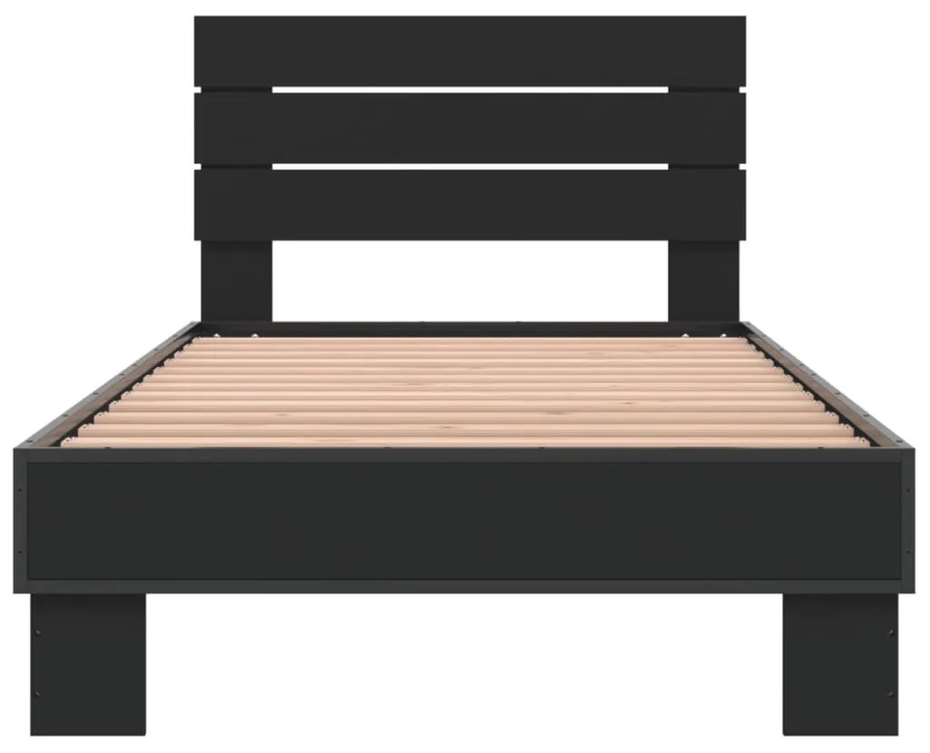 Giroletto nero 90x200 cm in legno multistrato e metallo