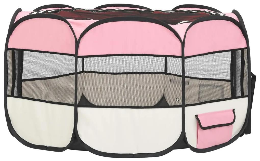 Box per cani pieghevole con borsa trasporto rosa 125x125x61 cm