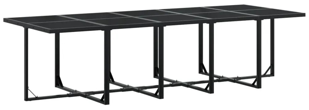 Set da pranzo da giardino 11 pz con cuscini in polyrattan nero