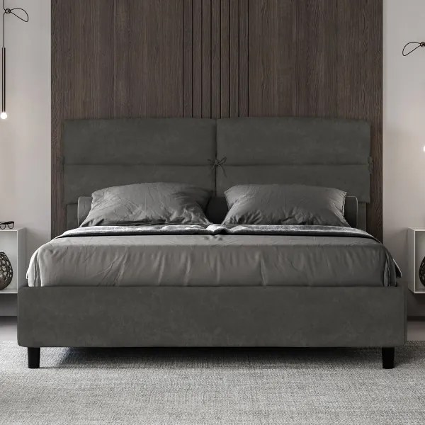 Letto contenitore da 160x200 in microfibra grigio Nandy