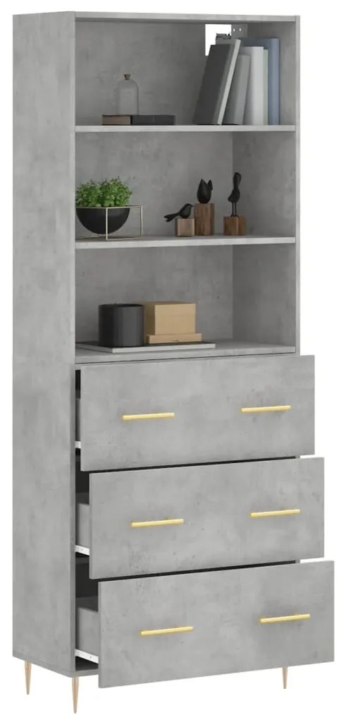 Credenza Grigio Cemento 69,5x34x180 cm in Legno Multistrato