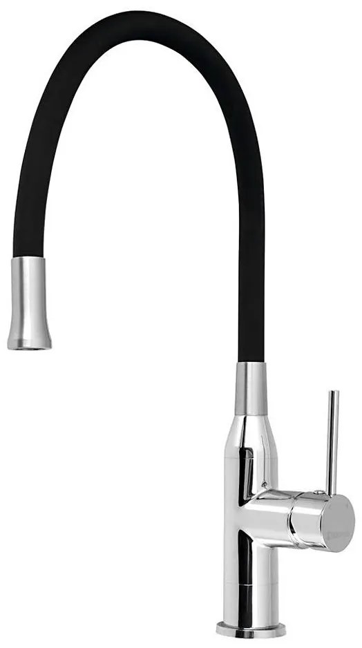 Sapho - Rubinetto per lavello con braccio flessible SILI nero/ottone