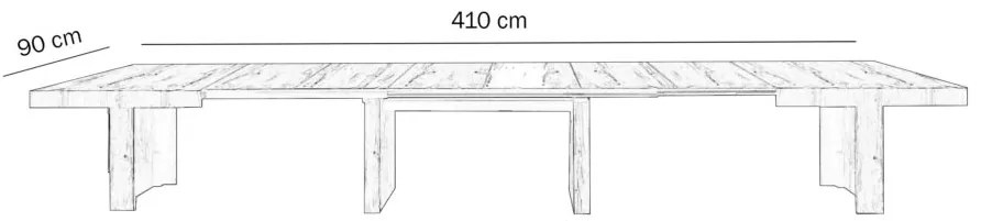Tavolo JESOLO in legno nobilitato bianco consumato allungabile 160×90 cm – 410×90 cm