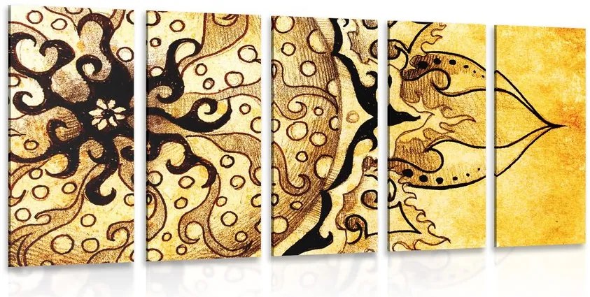 Quadri 5 pezzi – Mandala con tocco vintage