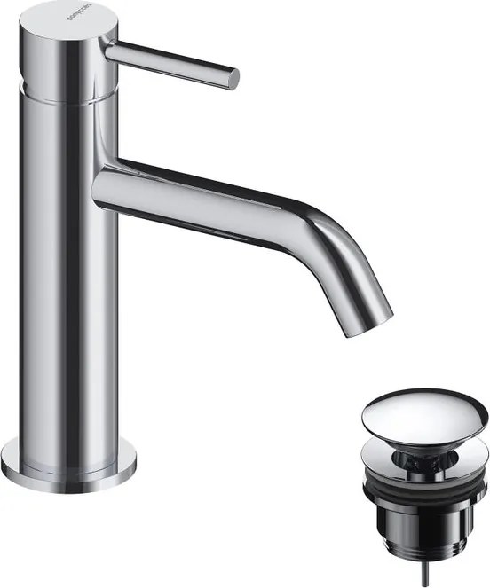 Rubinetto per lavabo a canna bassa getto laminare cristallino LOOP cromo spazzolato lucido SANYCCES