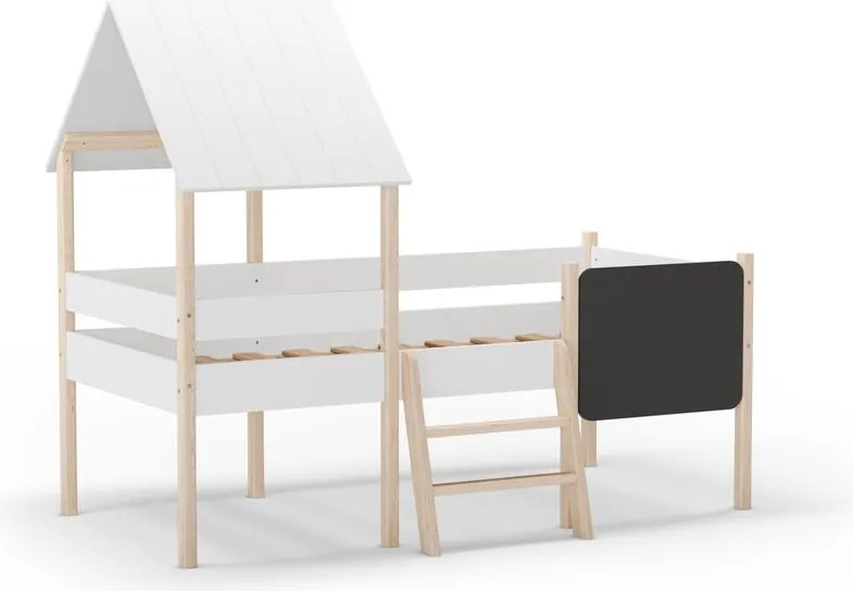 Letto per bambini rialzato in legno di pino bianco 90x190 cm Mint - Marckeric
