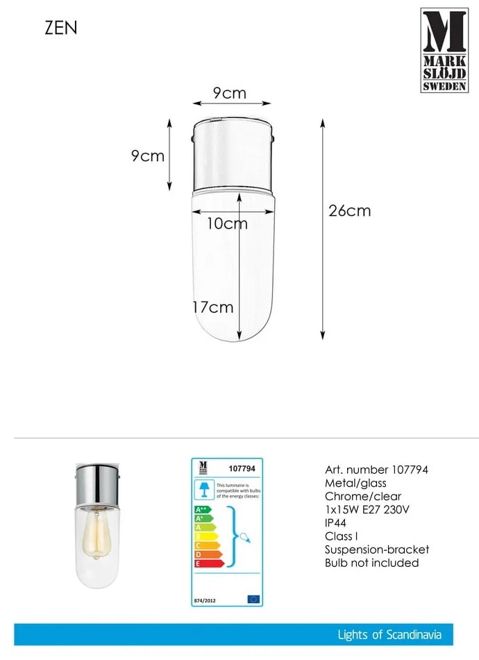 Lampada a soffitto Ceiling Chrome Clear Zen - Markslöjd