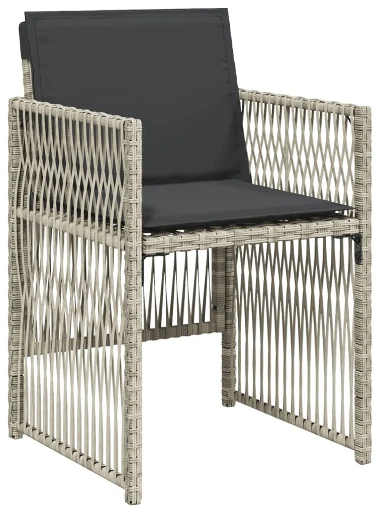 Set da pranzo da giardino 7 pz cuscini polyrattan grigio chiaro