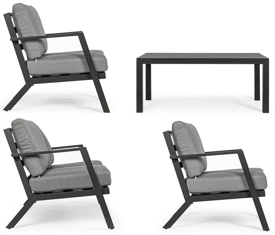 Set di mobili da giardino grigio in alluminio per 4 persone Harley – Bizzotto
