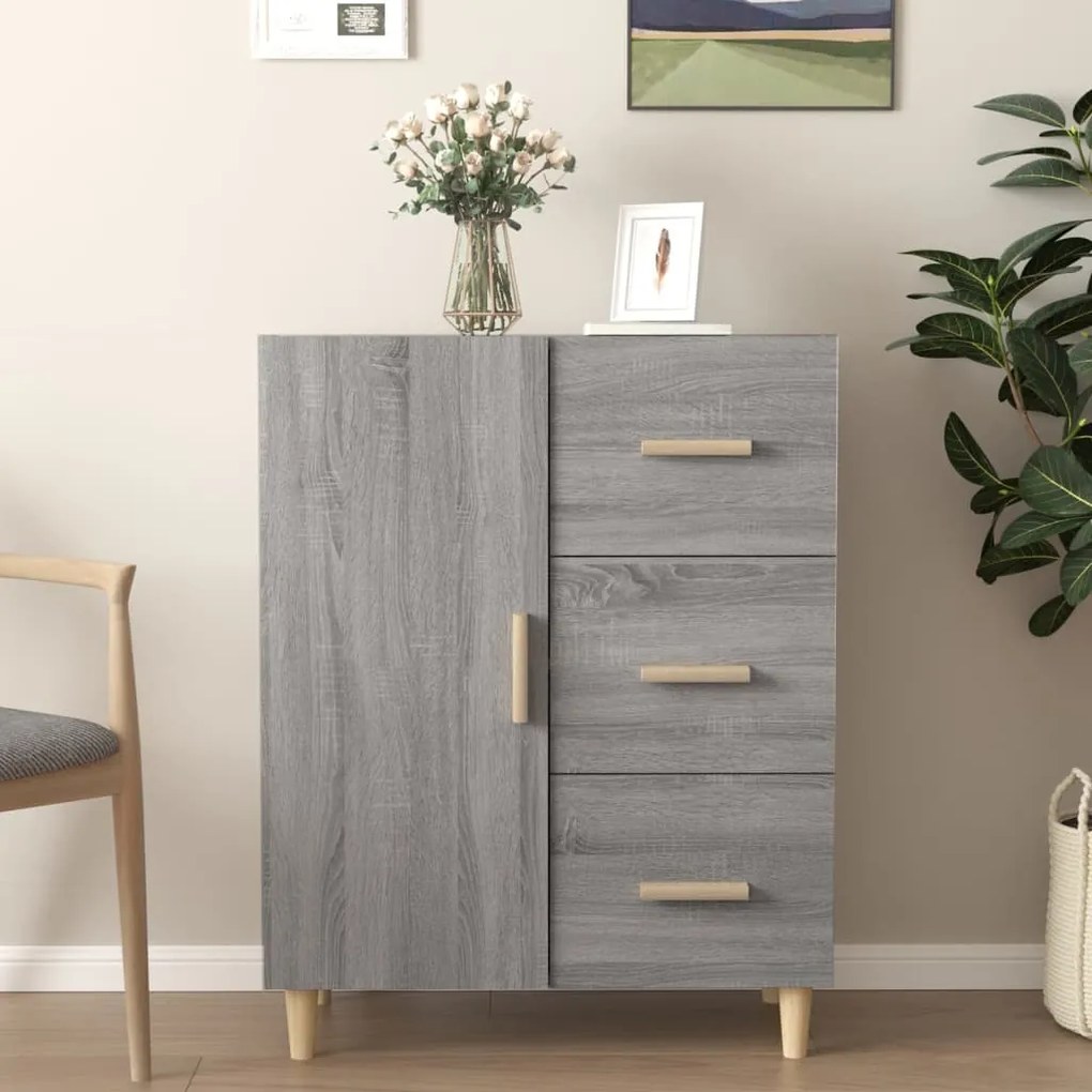 Credenza grigio sonoma 69,5x34x90 cm in legno multistrato