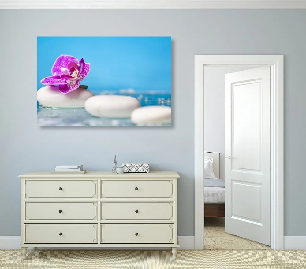 Quadro su tela – Orchidea e pietre Zen