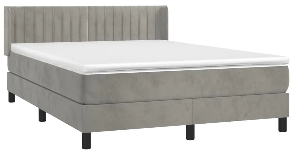 Giroletto a molle con materasso grigio chiaro 140x190cm velluto