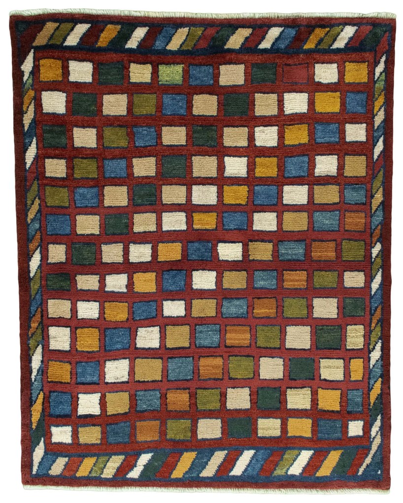 Gabbeh Tappeto 110 x 130 Rosso (Iran) Annodato A Mano