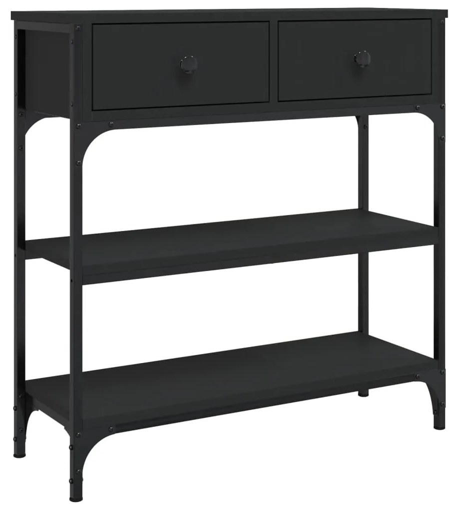 Tavolino consolle nero 72,5x25x75 cm in legno multistrato
