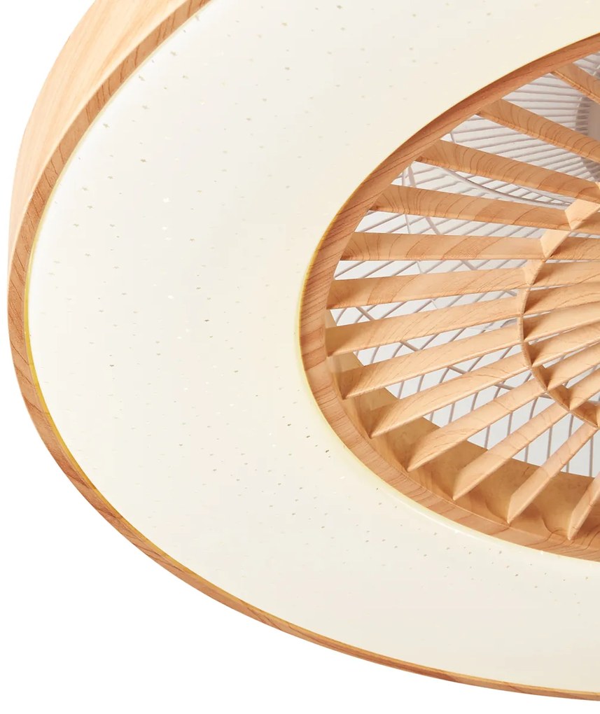 Ventilatore da soffitto con stampa legno effetto stella 60cm incl. LED dimmerabile con telecomando - Climo