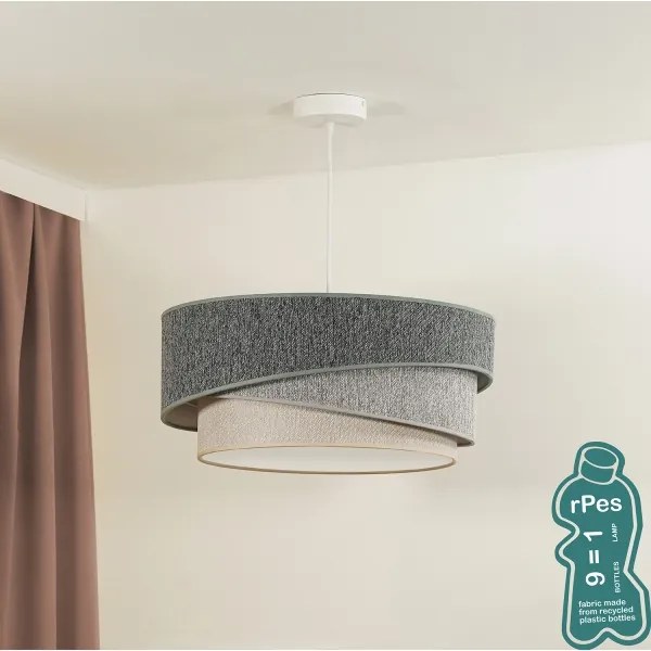 Duolla-Lampadario a sospensione con filo KOBO ECO REC. 1xE27/15W/230V diametro 45 cm verde/grigio/color crema