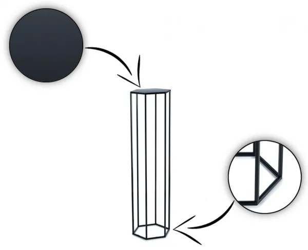 Portafiori 100x24 cm nero