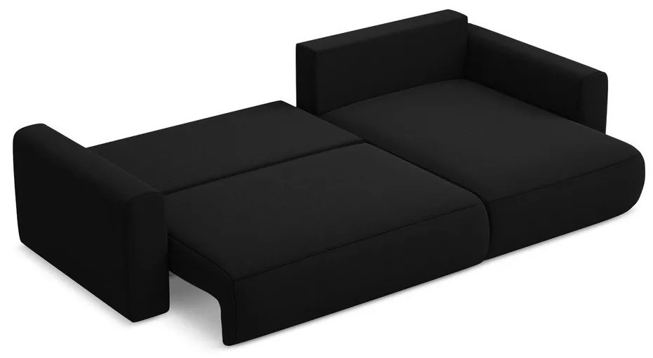 Divano angolare nero allungabile/con contenitore (con penisola a destra/con chaise lounge) con rivestimento in velluto Kapua – Makamii