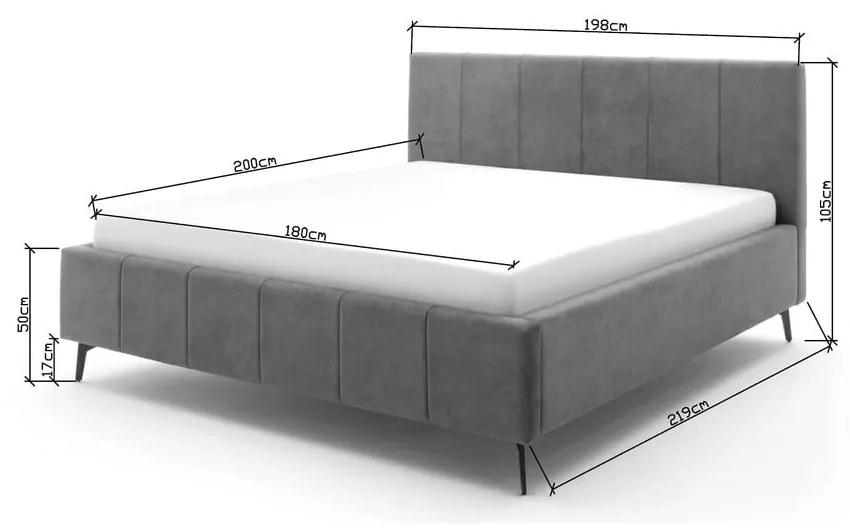Letto matrimoniale imbottito beige con contenitore con rete inclusa 180x200 cm Lizzano – Meise Möbel