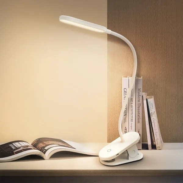 Aigostar - LED Lampada da tavolo ricaricabile dimmerabile con clip LED/2,5W/5V 1200mAh bianco