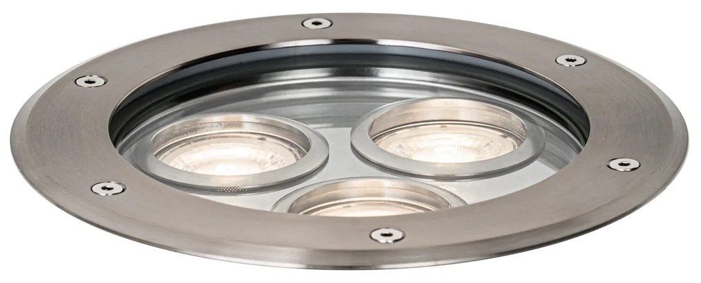 Set di 3 faretti da incasso a terra IP65 in acciaio moderni a 3 luci - Tribus