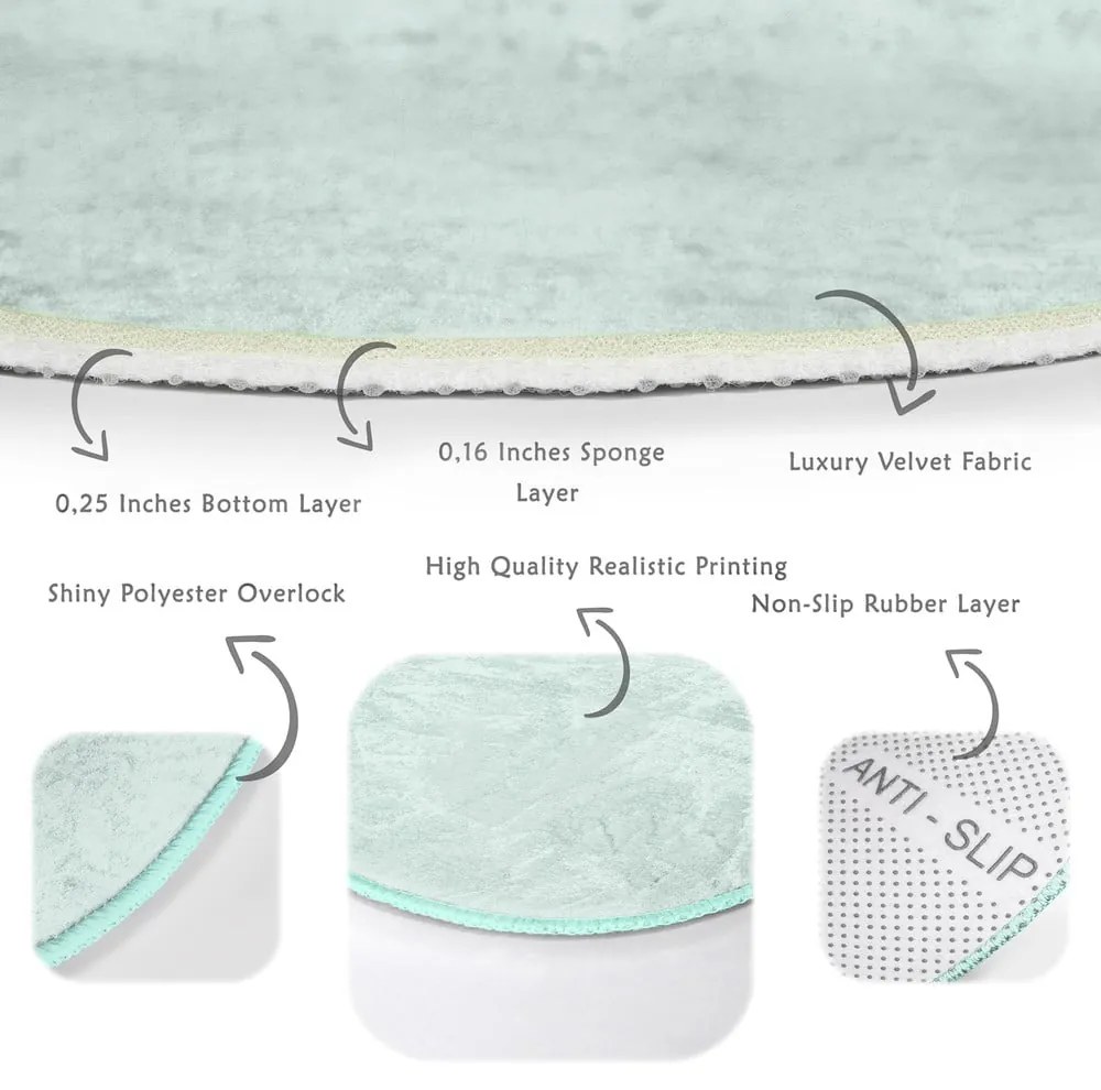 Tappeto rotondo lavabile di colore menta adatto per aspirapolvere robot ø 120 cm Comfort - Mila Home
