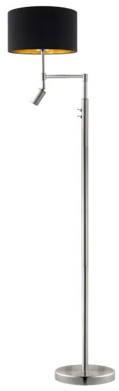 Eglo - Lampada LED da terra TUNJA 1xE27/60W/230V + LED/2,1W diametro 38 cm cromo/nero