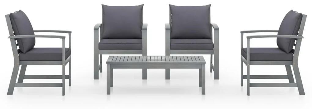 Set divani da giardino 5 pz con cuscini in legno acacia grigio