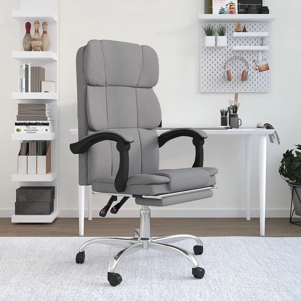 Poltrona Da Ufficio Reclinabile Grigio Chiaro İn Tessuto /