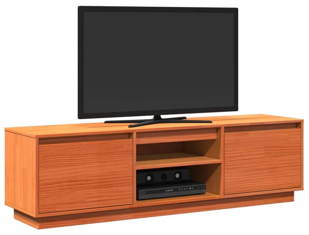 Mobile tv marrone cera 140x35x40 cm in legno massello di pino