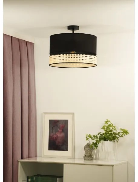 Duolla - Lampadario a plafone DOUBLE RATTAN 1xE27/15W/230V diametro 40 cm nero/beige