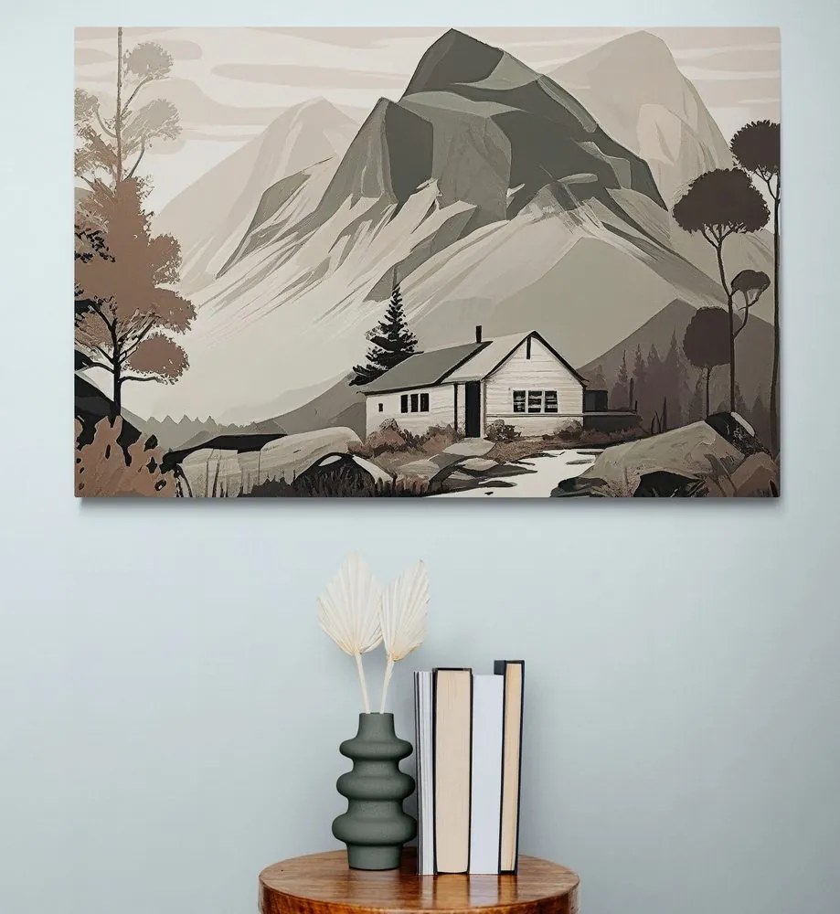 Quadro su tela – Chalet scandinavo in montagna