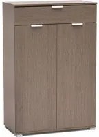 Armadietto da Bagno con 2 ante e un cassetto in Truciolare cm 75x38x112 - HUGO Colore: Rovere grigio