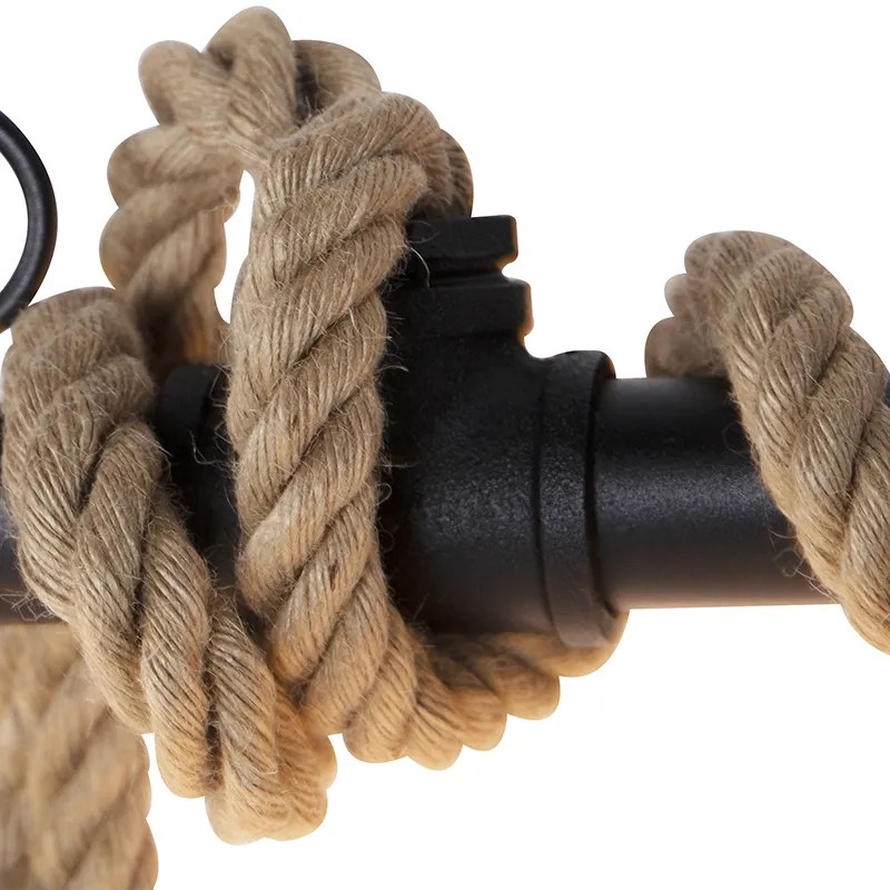 Lampada a sospensione industriale nera 6 luci - Plural