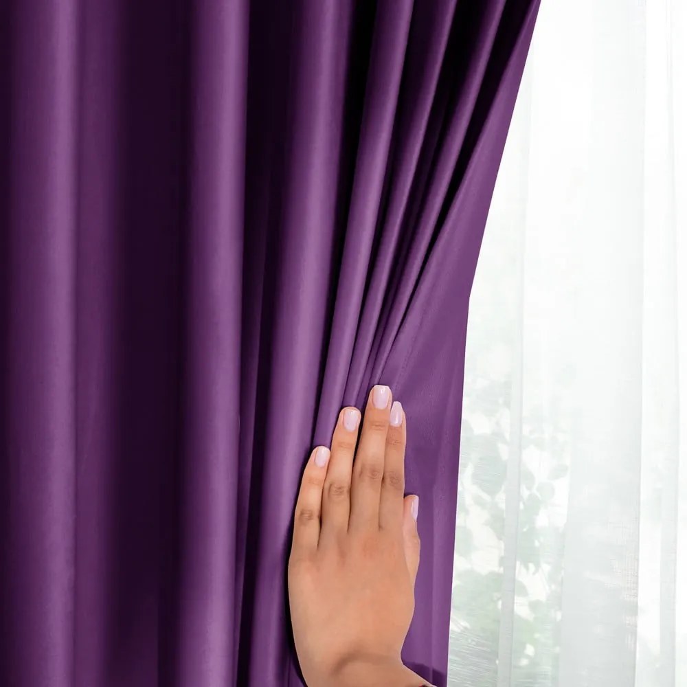 Tenda parzialmente oscurante viola in velluto 140x270 cm Pleat – Restilo